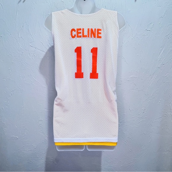 Women's Yellow Mesh Basketball Football Jersey Tank Rage y2k Flame Print Size S - Picture 6 of 7